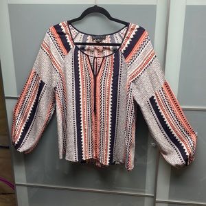 High quality ladies navy cream and coral blouse